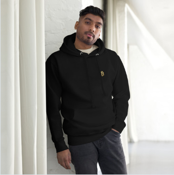 BTC Digital Gold Hoodie – Vorderansicht am Model