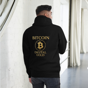 BTC Digital Gold Hoodie – Rückenprint am Model
