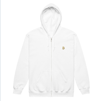 BTC Digital Gold Zip-Hoodie – Vorderseite Flat Lay