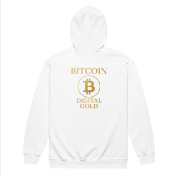 BTC Digital Gold Zip-Hoodie – Rückseite Flat Lay